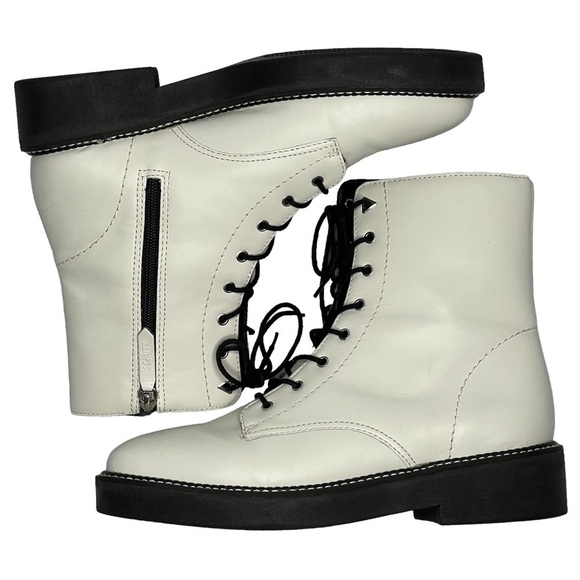 SCHUTZ McKenzie Lace Up Combat Boots Pearl White Women's Size 10B - Picture 16 of 16